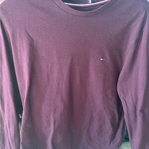 Tommy Hilfiger Men's Burgundy Long Sleeve Tee